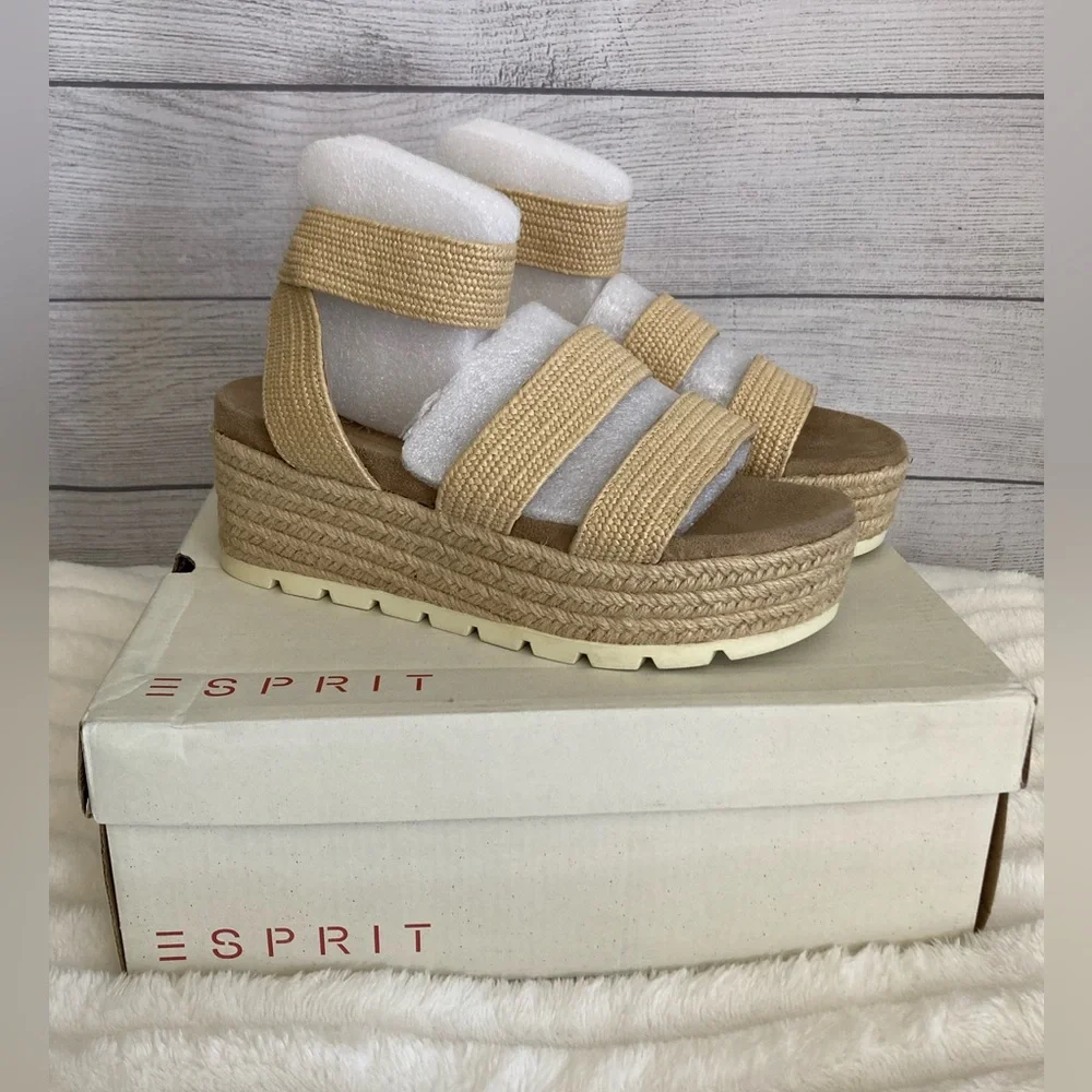 Esprit | NEW Allison Natural Raffia Platform Sandals